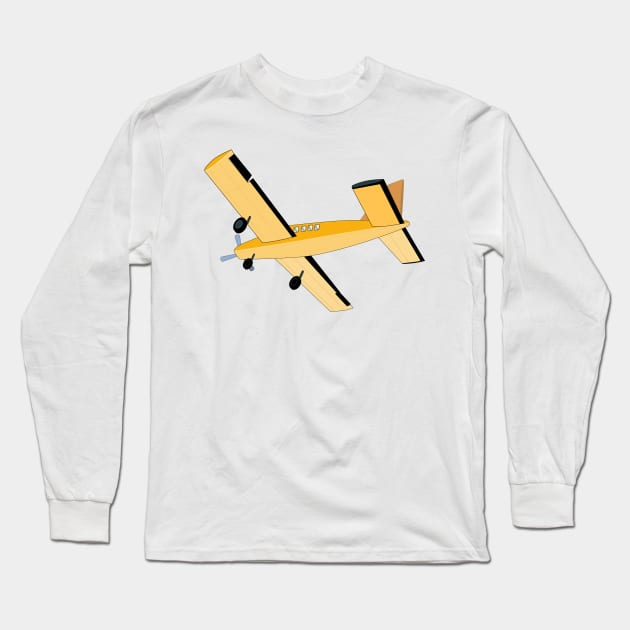 Cessna Propeller Airplane Retro Long Sleeve T-Shirt by retrovectors